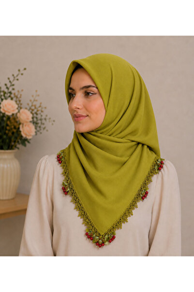Butik Pamuklu Kiraz Boncuklu Yazma