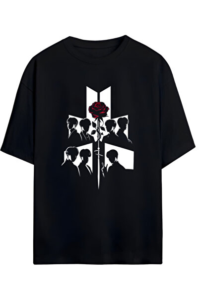 Grafftee Clothing BTS K-Pop Baskılı Yazılı Relaxed Kalıp PamukluUnisex Tişört