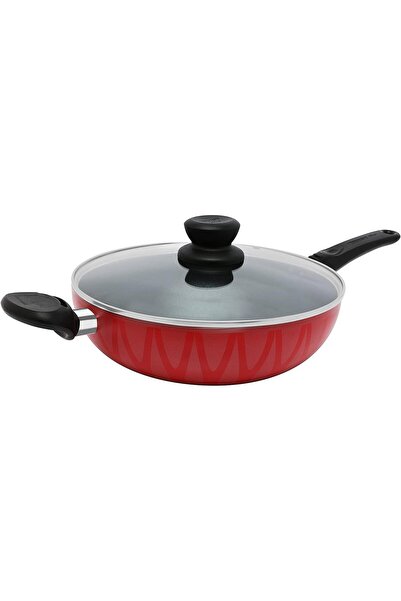 Trust Pro Aluminum Double-Layer Non-Stick Wok Pan with Glass Lid and Handle, ...