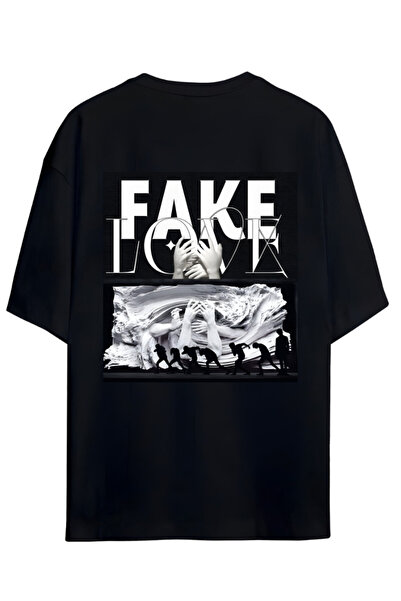 Grafftee Clothing K-Pop "FAKE LOVE" Yazılı Sırt Ve Göğüs Baskılı Relaxed Kalı...