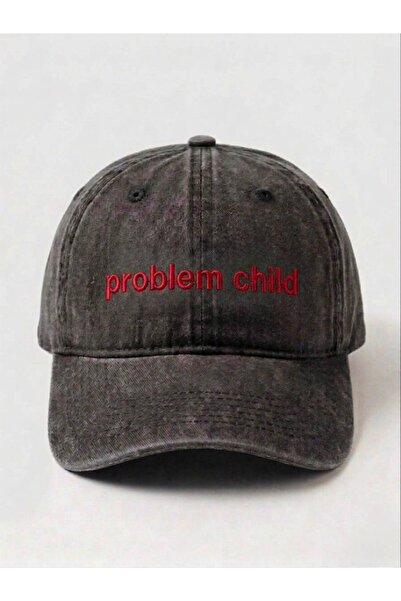 Şapka Eskitme Washed problem child Nakışlı Kep