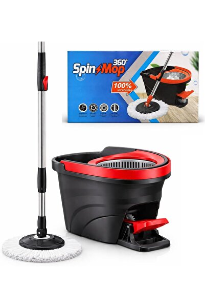 ARABIQO Easy Wring & Clean Spin Mop & Bucket Set with Foot Pedal – 3-Piece 13...