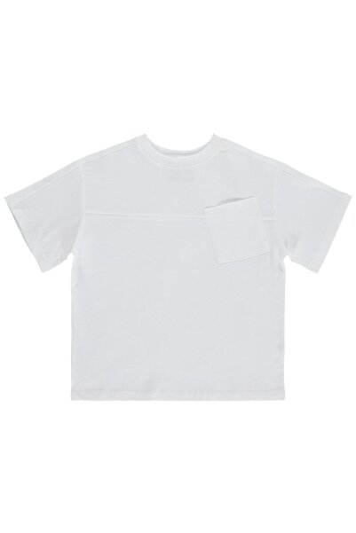 Civil Boys Basic Flamlı T-Shirt for 10-13 Years Old - Off-White