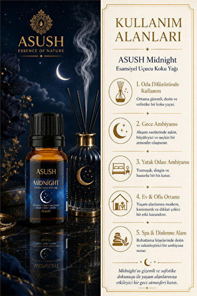 ASUSH Midnight Esansiyel Yağ 10 ML – Derin, Mistik ve Kalıcı Ortam Kokusu