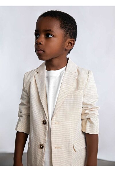MAYORAL Boy's Checkered Blazer Jacket Cream 3437