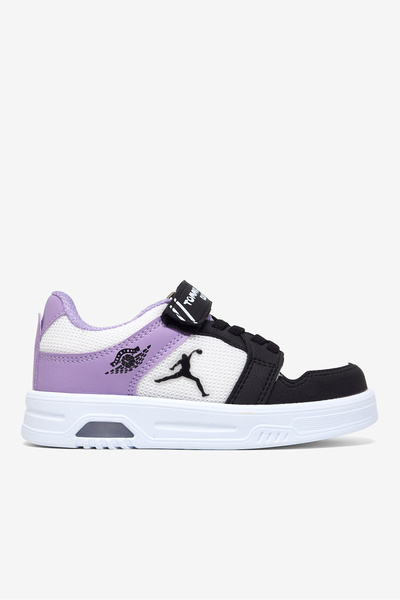 Tonny Black Çocuk Unisex Siyah Lila Kauçuk Taban Cırtlı Işıklı Sneaker