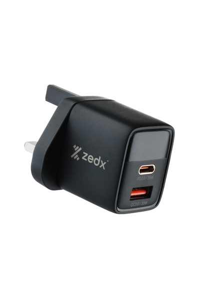 ZEDX ZE-07 35W GaN Dual Port Fast Wall Charger PD 35W & QC 30W Type-C + USB-A...