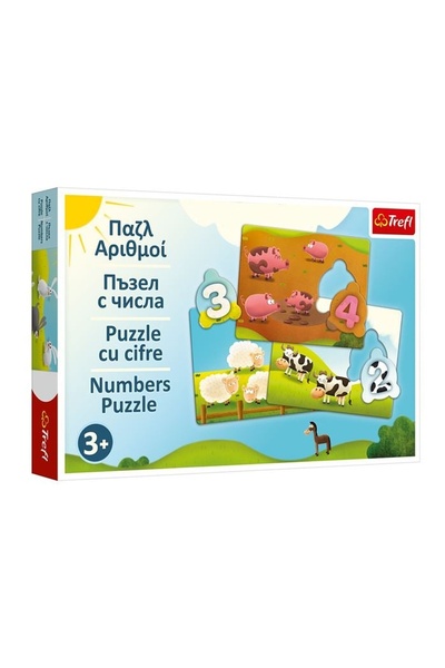 Trefl Educational Puzzle for Kids, Numbers and Animals, Learning through Play