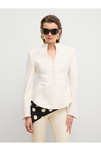 Love My Body Moda Tutkusu Mono Kapama Peplum Ceket