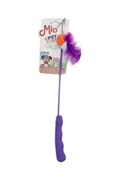 WOWMOMKIDS Purple pom pom fishing cat toy