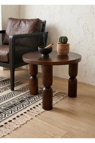 ASELYA HOME El Yapımı Ahşap Orta Sehpa & Yan Sehpa Modern 50x38Cm