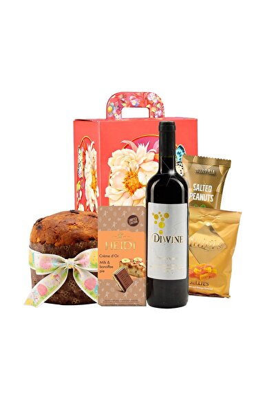 GourmetGift Gift package, Diwine red wine 0.75l, Panettone 500g, Heidi Chocol...