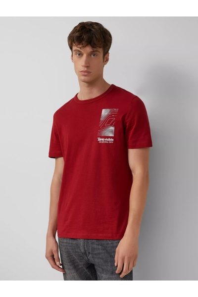 s.Oliver Tricou bărbătesc cu imprimeu frontal, din bumbac, croială regulară, ...