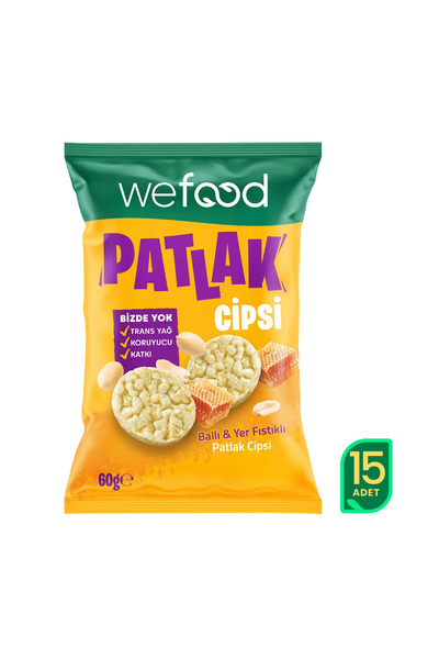 Wefood Ballı & Yer Fıstıklı Patlak Cipsi 60 g 15'li