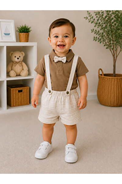 ues Baby Boy Bow Tie Salopet Jumpsuit