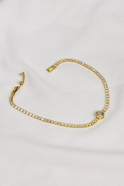 Süspüs Accessories Single Stone Gold Color Large Stone Waterway Bracelet