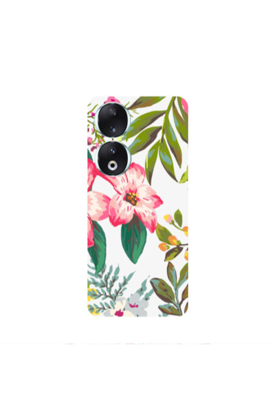Other Honor 90 5G Red laves Transparent Silicone TPU Θήκη