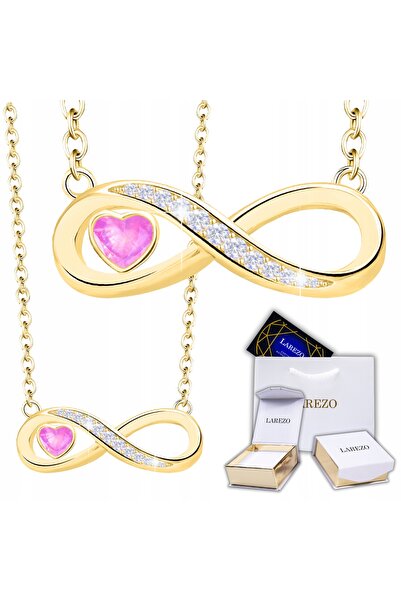 Larezo 925 Silver Necklace with Gold Plated, Infinity Pendant with Powder Pin...
