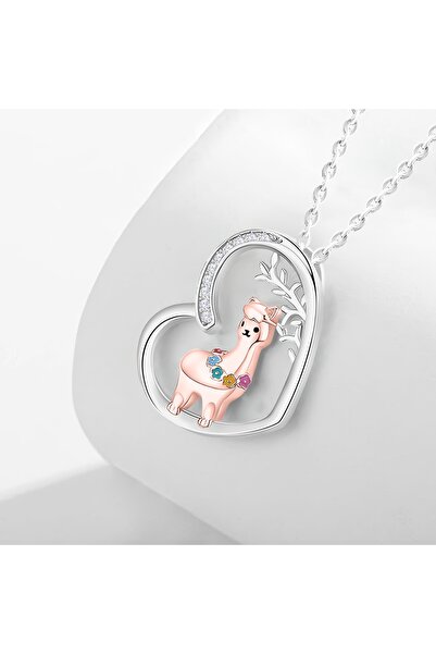 Larezo 925 Silver Necklace, Heart Pendant With Alpaca Blade And White Zircons...