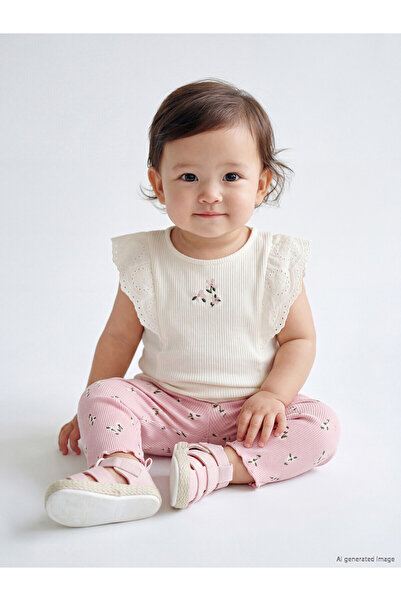 LC Waikiki Trendlucky with Difference Flower Pattern Baby Girl Leggings Set