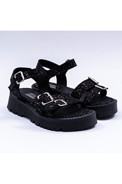 VAGAM Women 'Sandals Made of Genuine Leather Black
