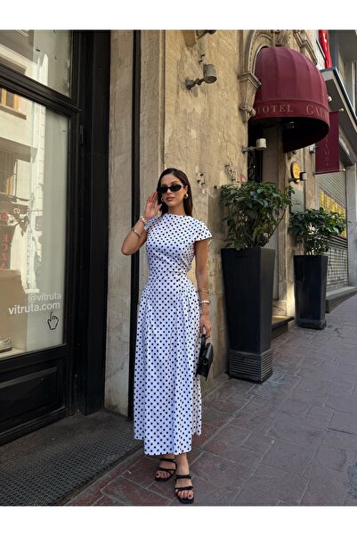 MEECY Rochie evazată cu design cu buline pentru femei