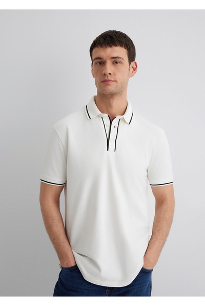 Mavi Tricou bărbătesc cu guler polo și detaliu la guler, croială normală.