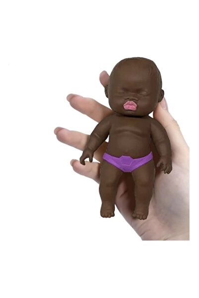 MASHASHOP Jucărie antistres, Păpușă Squishy Natasha, Păpușă urâtă, neagră, 12 cm