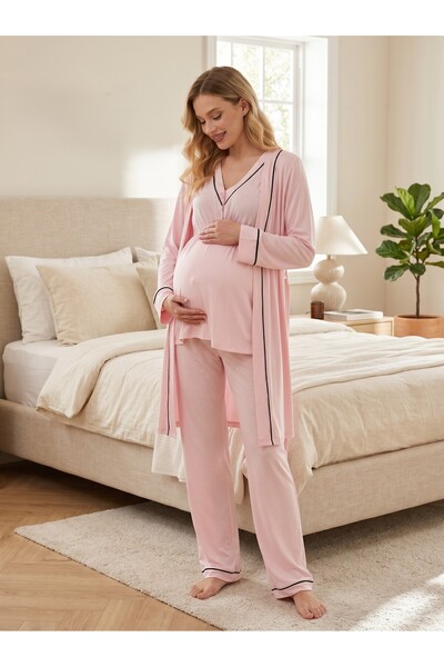 Lohussa Noul sezon, roz, 100% bumbac, cu mâneci scurte, set de pijamale pentr...