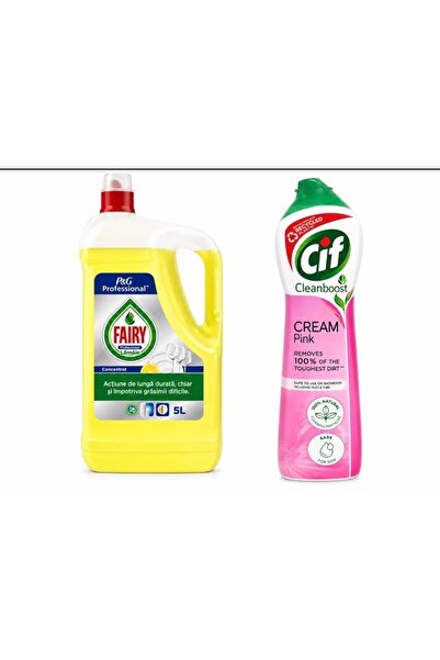 Fairy Detergent Professional Lemon 5L + Cremă de curățat 500ml