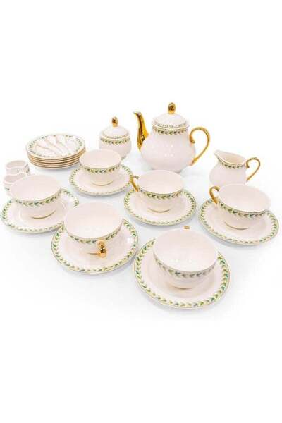 B & S B&S 31-Piece Porcelain Tea Set | French Floral Vintage Tea Cup Saucer S...