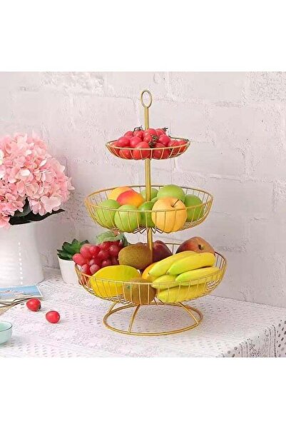 B & S B&S Modern 3-Tier Steel Fruit Basket Stand