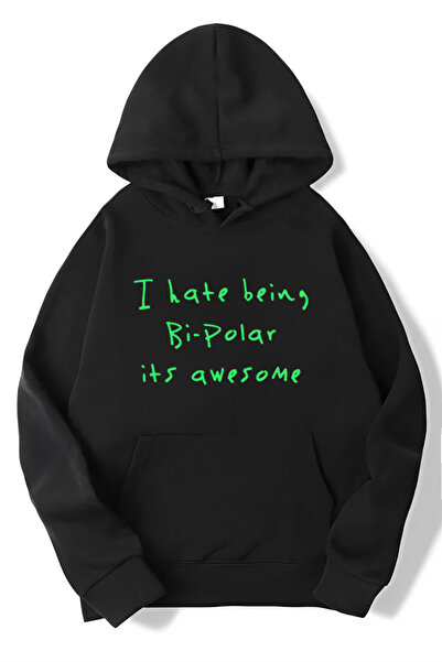 BRZ COLLECTION Hanorac unisex supradimensionat  "Nu-mi place să fiu bipolar, ...