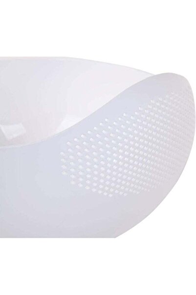 Mintra Home Generic Rice Colander (White) - Strainer, Lightweight, for cleaning rice 9.5x13x7