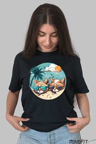 GILDAN Tricou Cu Pisica Summer Vibes