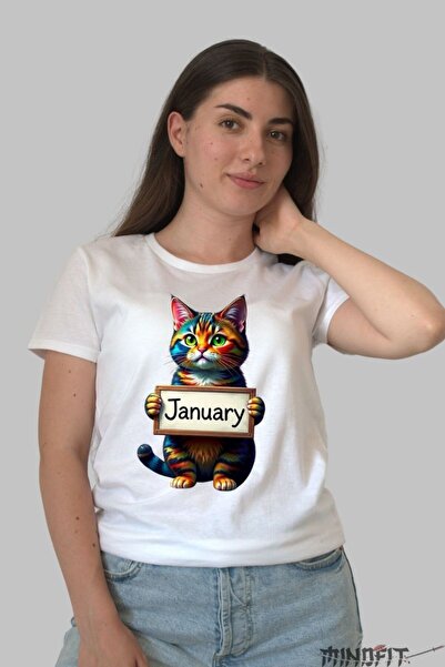 GILDAN Tricou Cu Pisica Multicolora January
