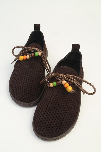 Pierre Cardin Pantofi de damă din piele intoarsa maro cu detaliu din margele