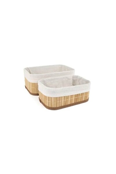 Confortime Top Bottom Set of 2 Confortime Bamboo storage baskets, 23.5x16x9.5...