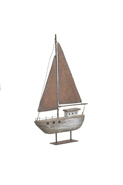DecoDepot Boat decoration, wood/metal, antique brown/natural, 21x4x33 cm