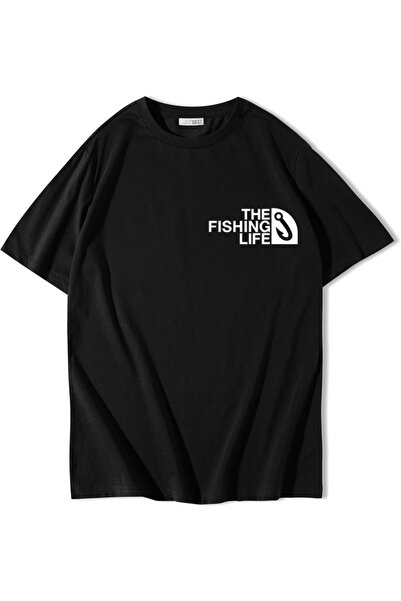 BRZ COLLECTION Unisex majica The Fishing Life, crna, veće veličine