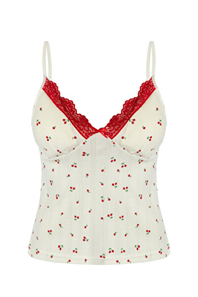 koza iç giyim Women's Cotton Covered Strappy Lace Pajama Set
