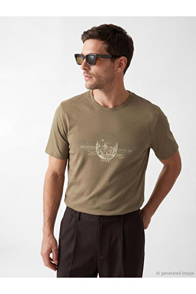 LC Waikiki Tricou bărbătesc din jerseu imprimat cu guler rotund