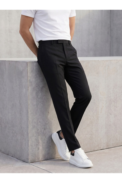 BASEL.CO Pantaloni eleganți din material textil, cu croială slim și detaliu c...