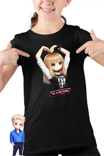 OEM Tricou Copii Fete BlackPink Lisa Heart Love Kpop