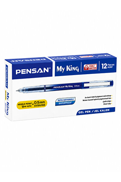 Pensan 6405/12 ماي كينج جل ميتال كليبس 0.5 ملم قلم جل أزرق 12 قطعة