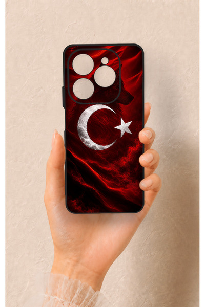 Vip Case Tecno Spark 20 Pro Uyumlu Kurt Türk Bayrağı Desenli Silikon Kılıf