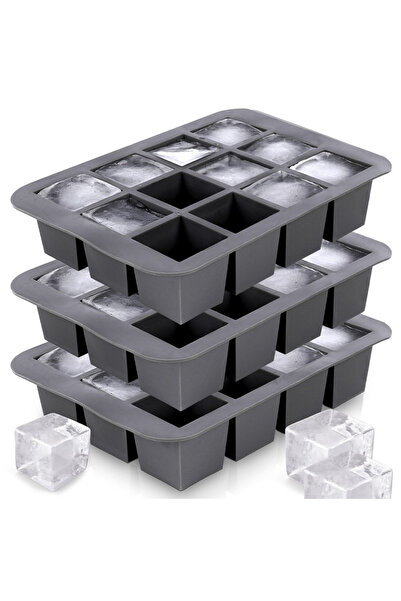Excellent Houseware Formă de silicon pentru cuburi de gheață 19.5x14x4 cm 3 buc.