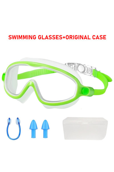Choice5 Green-clear Large Frame Swimming Goggles Wide View No Leaking Anti Fo...