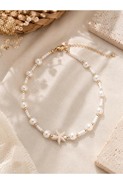 Ceso Accesories Vintage İnci Detaylı Deniz Yıldızı Halhal – Ayarlanabilir Ayak Bilekliği 🌊⭐