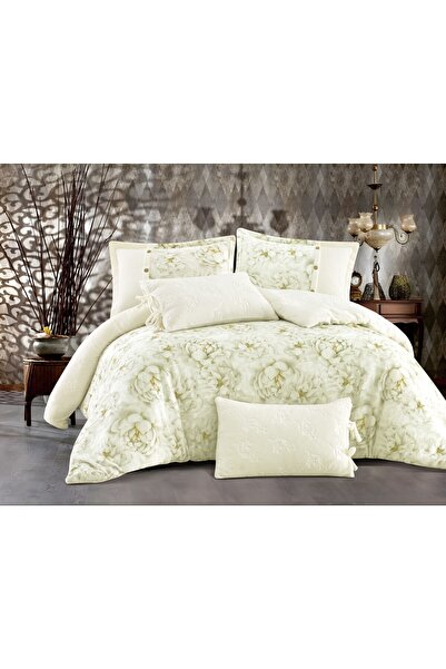 Alhabib bedding مفرش أثينا مخمل كوين بيج وزيتي برسومات الزهور يناسب سرير مقاس...